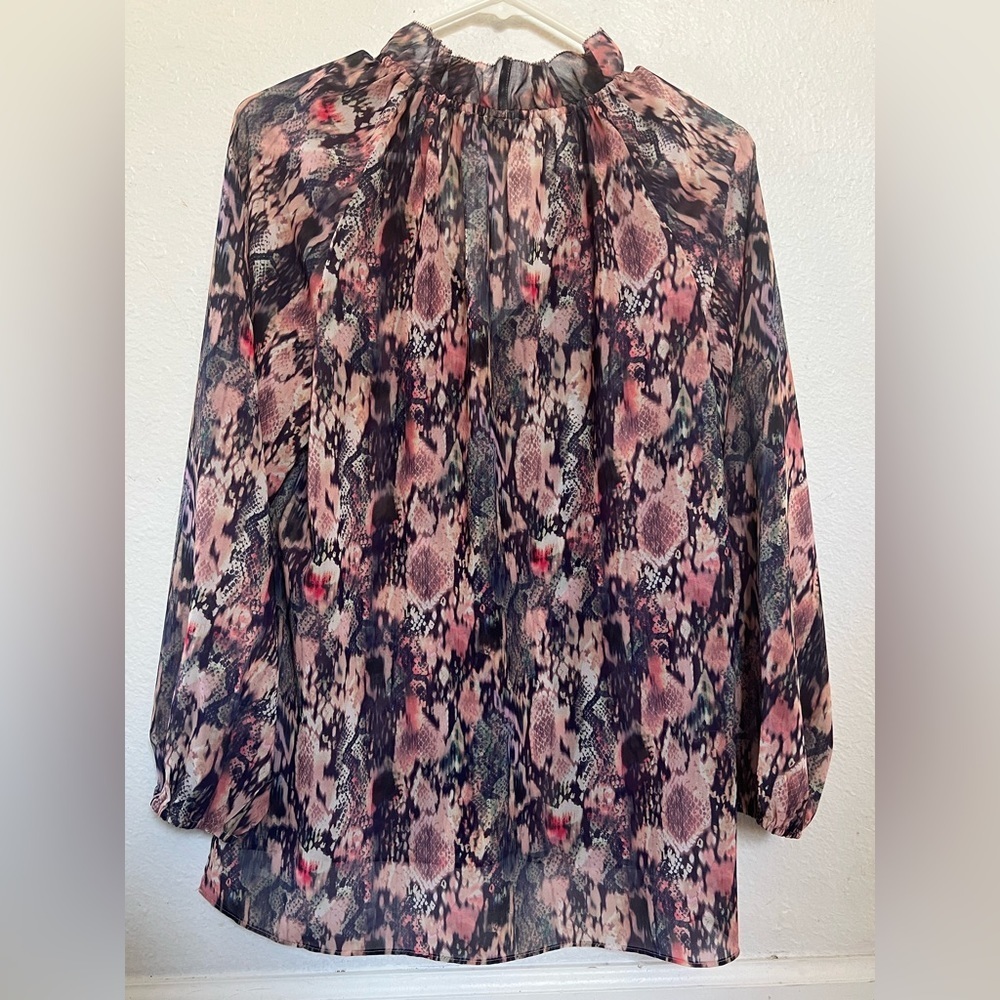 All Saints Mauve Snake Patterned Ruffle Neck Blou… - image 5
